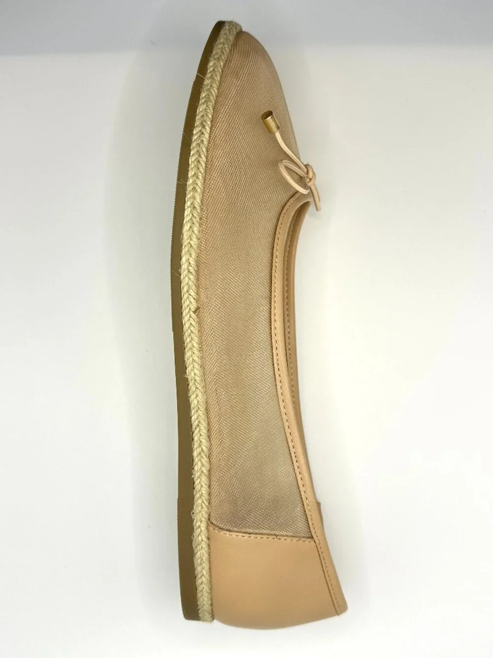 A New Day Beige Mesh Bow Espadrille Ballet Flats Balletcore Coquette Ballerina